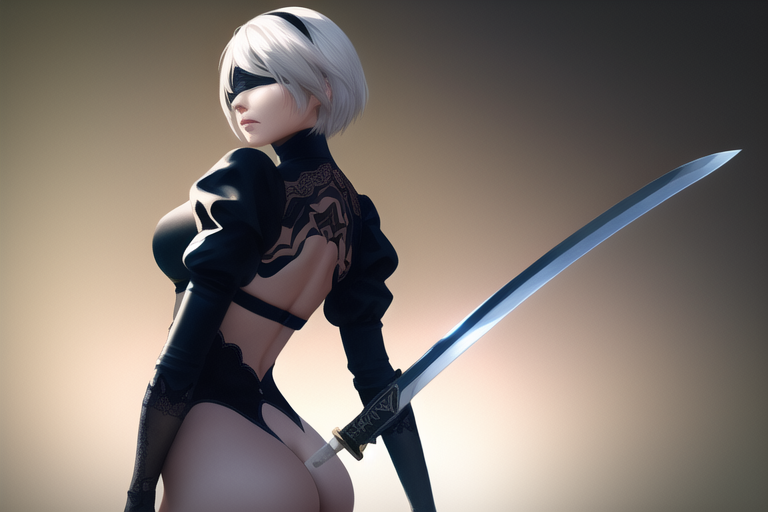 The best android from NovelAI - NSFW, My, Art, Нейронные сети, Artificial Intelligence, Girls, Anime, 2D, Stable diffusion, Longpost, Anime art, Yorha unit No 2 type B, NIER Automata, Booty