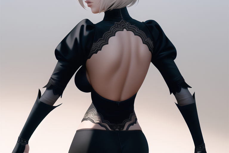 The best android from NovelAI - NSFW, My, Art, Нейронные сети, Artificial Intelligence, Girls, Anime, 2D, Stable diffusion, Longpost, Anime art, Yorha unit No 2 type B, NIER Automata, Booty