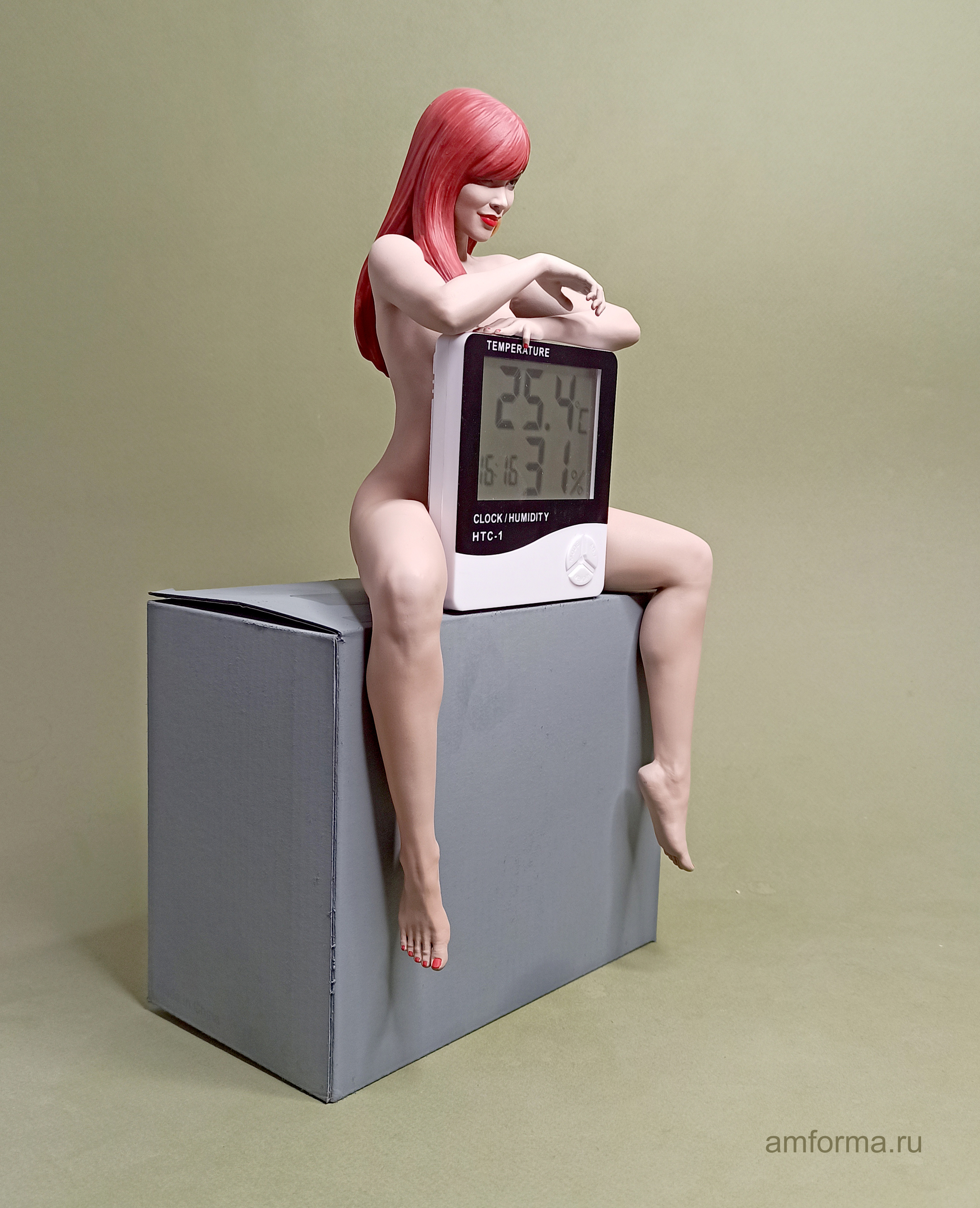 Hygrometer - NSFW, My, 3D печать, Scale model, Miniature, Modeling, Painting miniatures, Collecting, 3D modeling, 3D, Girls, Strong girl, Sports girls, Hygrometer, Redheads, Longpost