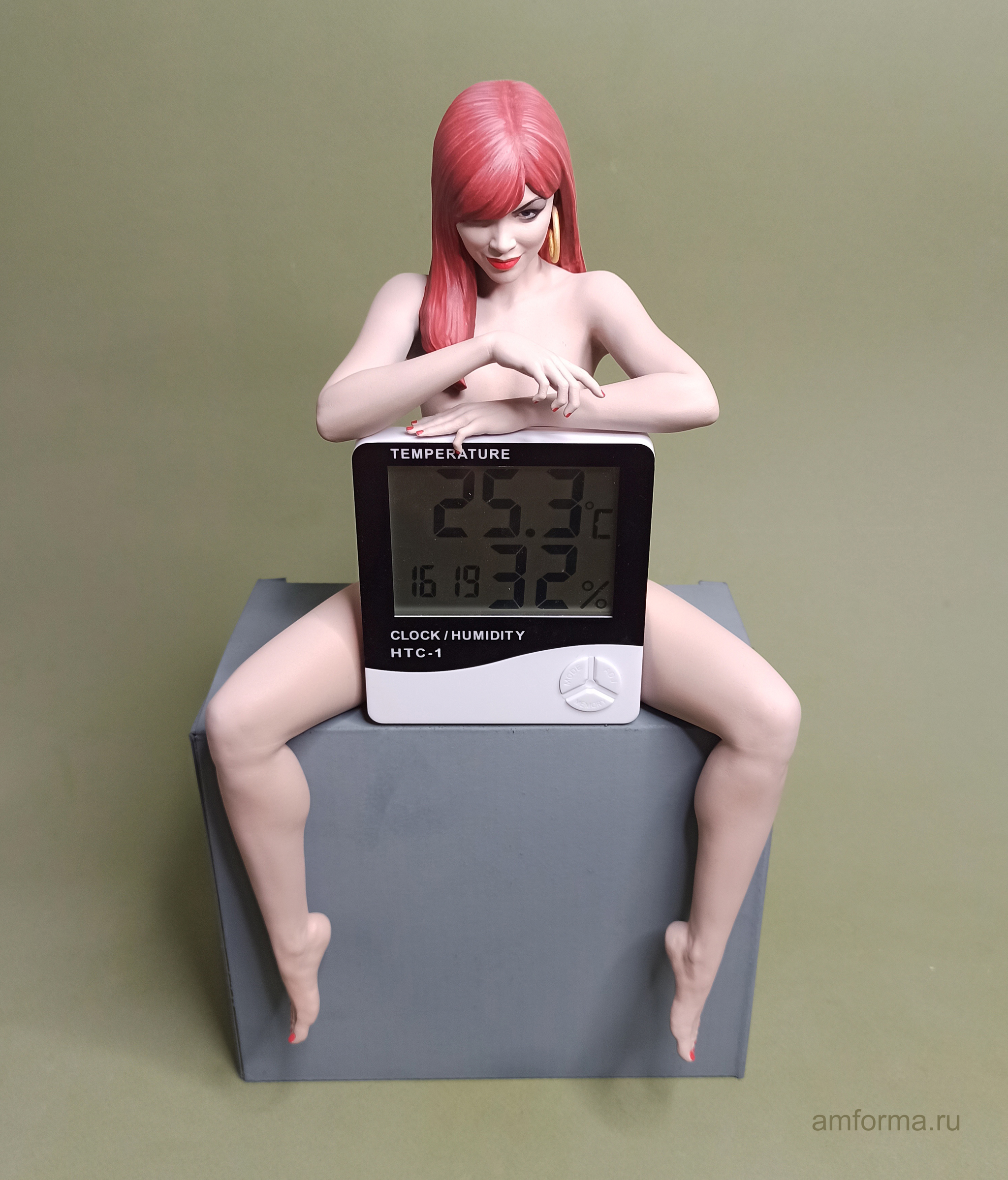 Hygrometer - NSFW, My, 3D печать, Scale model, Miniature, Modeling, Painting miniatures, Collecting, 3D modeling, 3D, Girls, Strong girl, Sports girls, Hygrometer, Redheads, Longpost