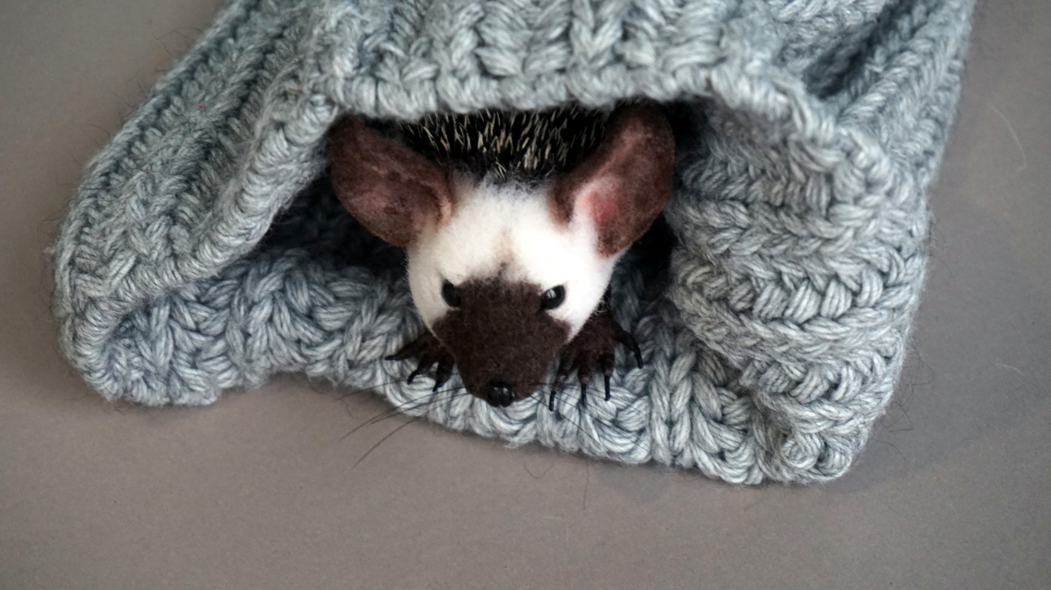 African hedgehog toy with big ears - My, Author's toy, Soft toy, Handmade, Wool toy, Interior toy, Hedgehog, African pygmy hedgehog, Eared hedgehog, Prickles, Milota, Mixed media, Hobby, wildlife, Video, Youtube, Longpost