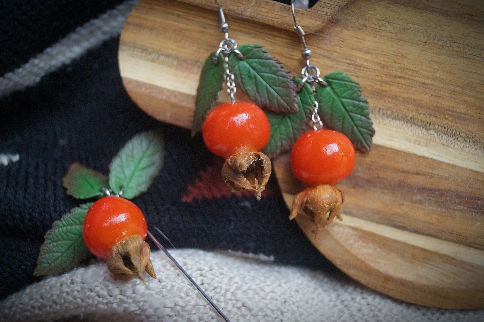 Rosehip handmade in jewelry - My, Needlework without process, With your own hands, Handmade, Polymer clay, Rose hip, Decoration, Creation, Longpost