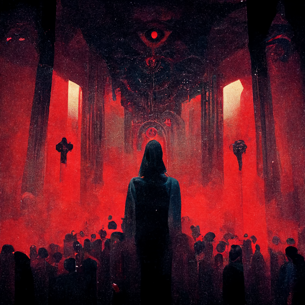 Something demonic - Gloomy, Darkness, Painting, Art, Нейронные сети, Dark, Black mass, Longpost