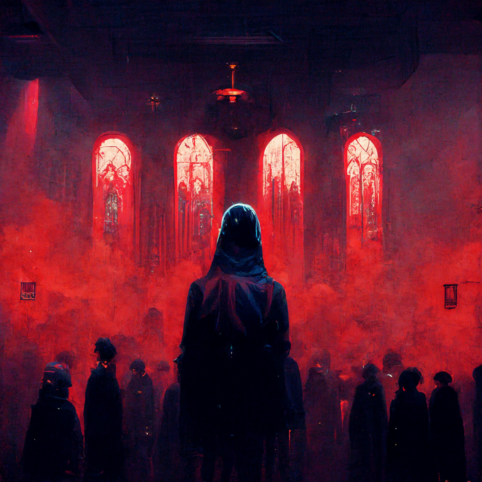 Something demonic - Gloomy, Darkness, Painting, Art, Нейронные сети, Dark, Black mass, Longpost