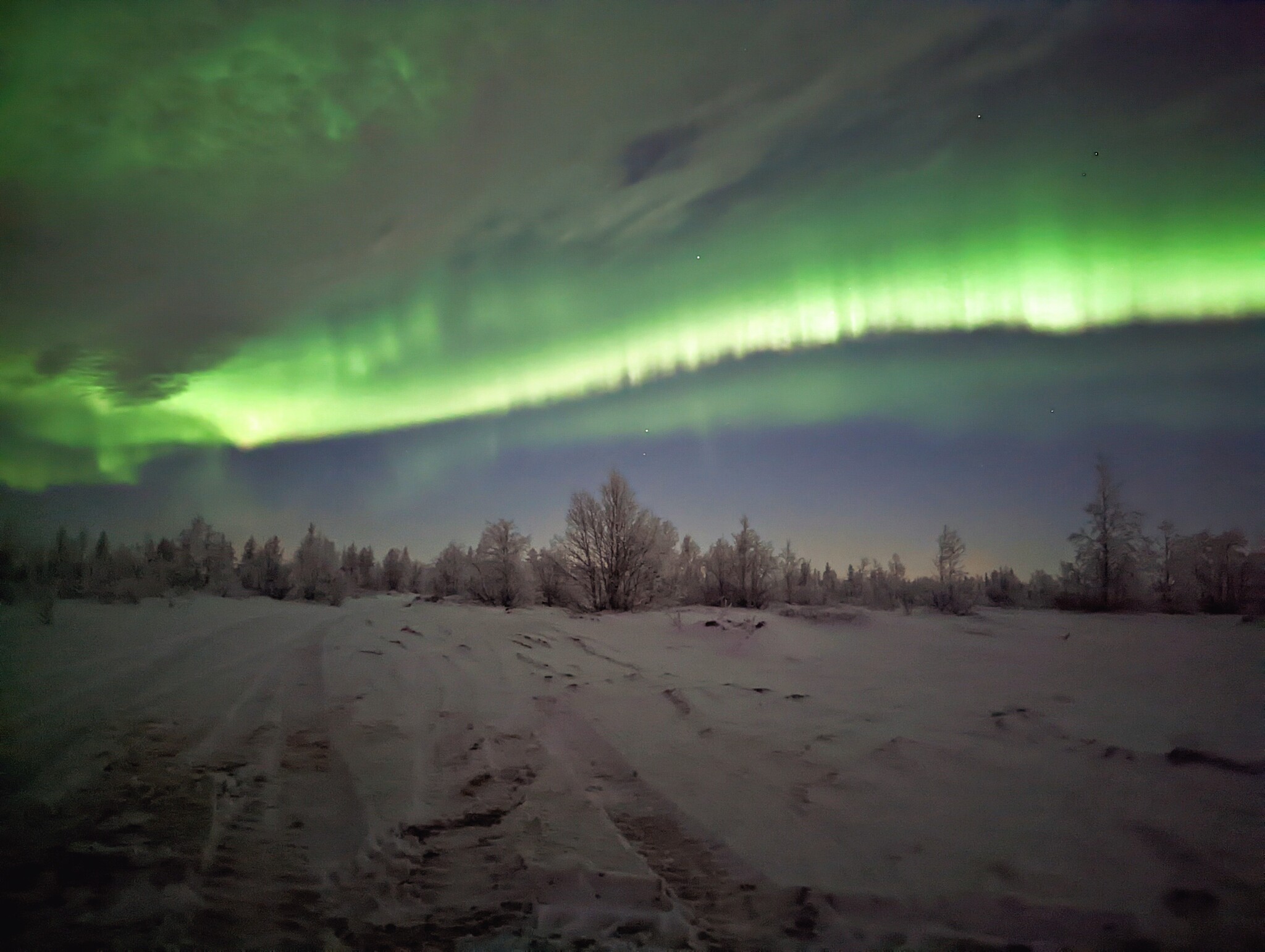 Northern lights - My, Mobile photography, North, Polar Lights, Longpost