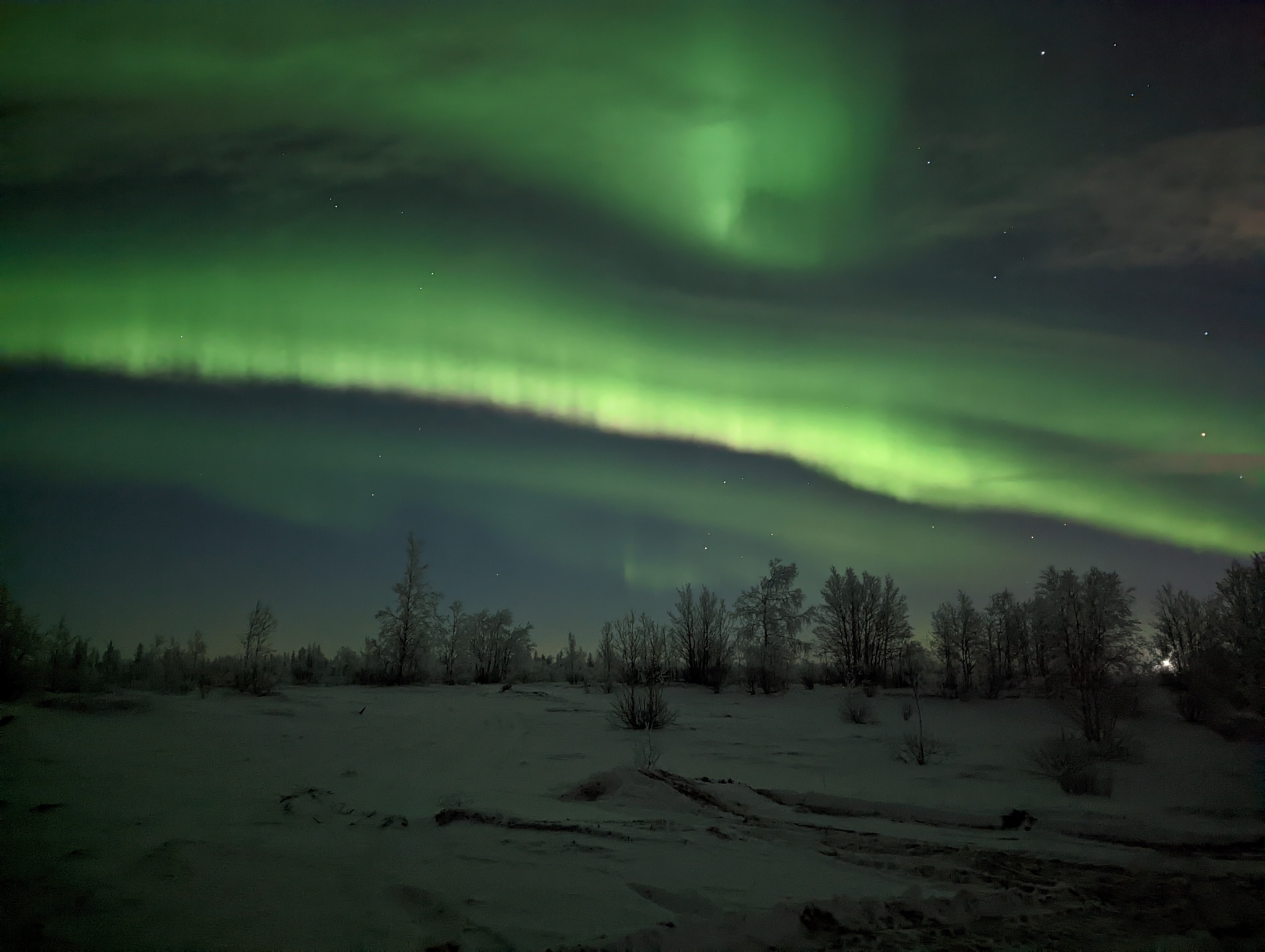 Northern lights - My, Mobile photography, North, Polar Lights, Longpost