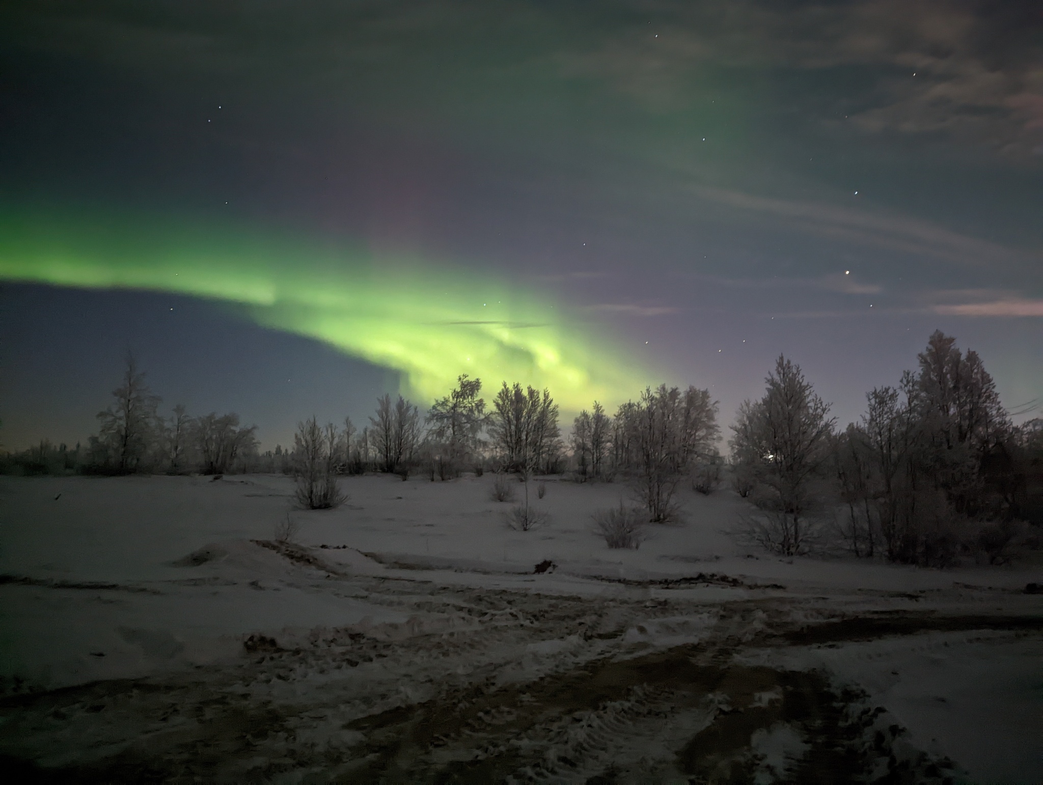 Northern lights - My, Mobile photography, North, Polar Lights, Longpost