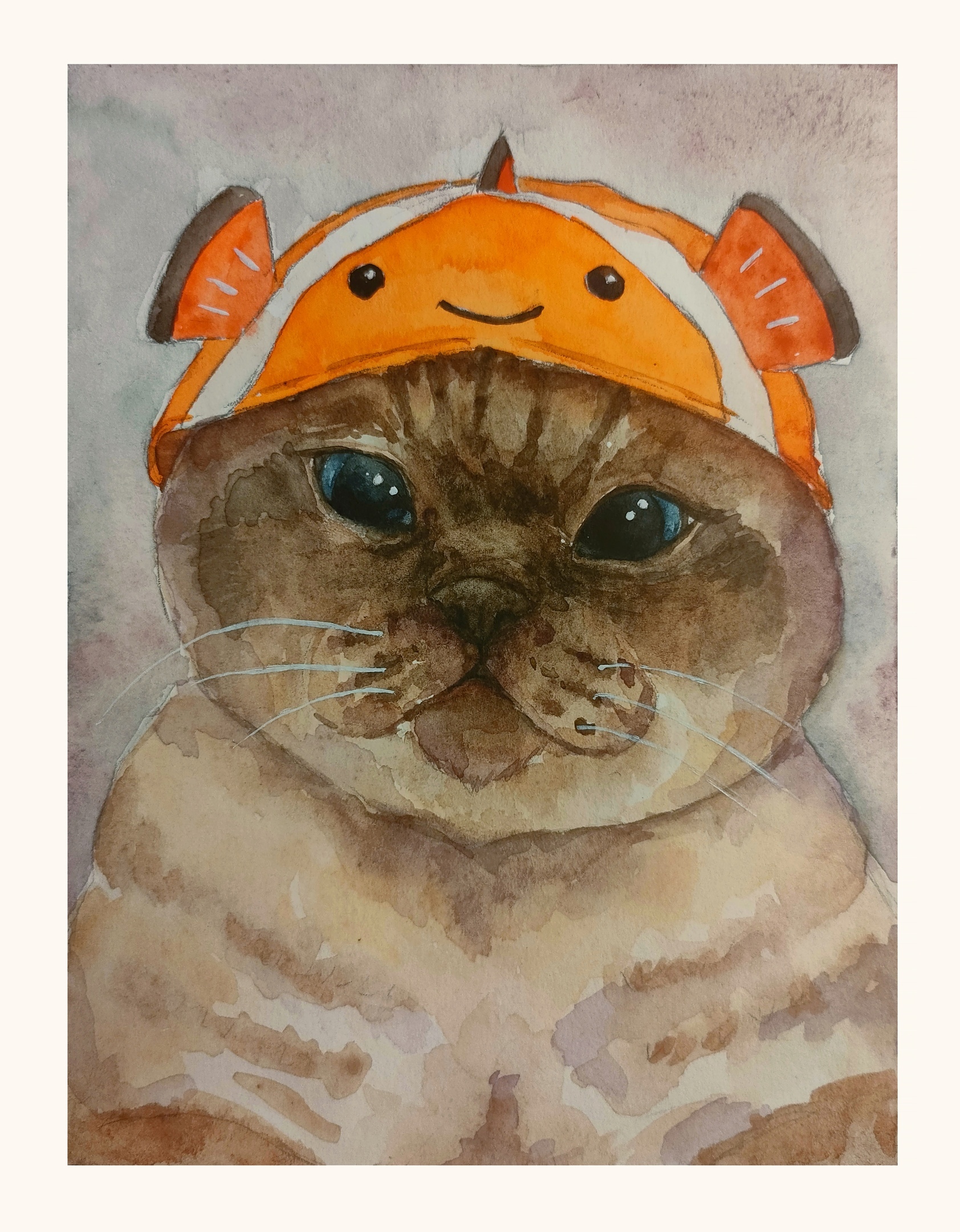 Cats in funny hats are my weakness - My, Watercolor, Drawing, cat, Art, Illustrations, Painting