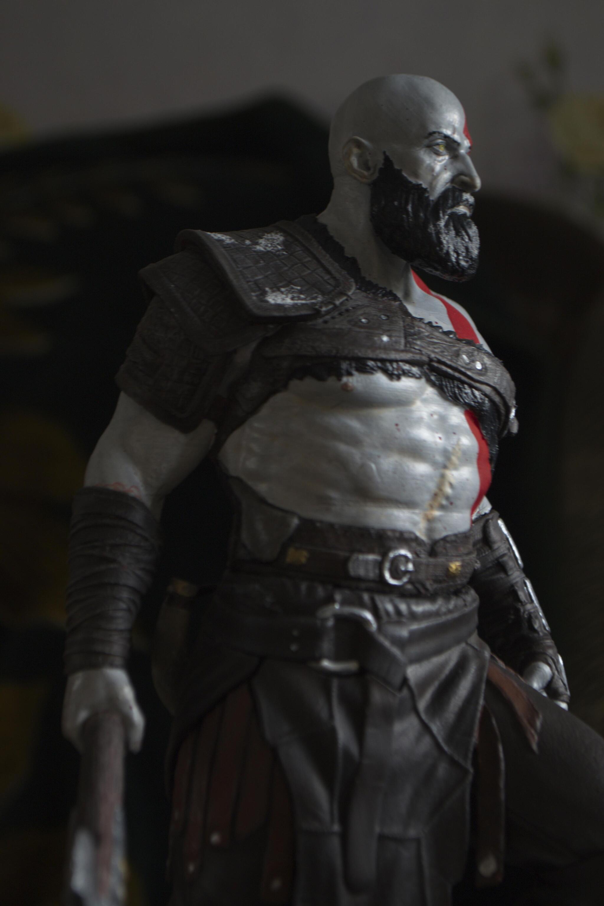 Kratos from God of War from a 3D printer - My, 3D печать, Figurines, Kratos, God of war, Modeling, Needlework without process, Computer games, Video game, Collecting, Stand modeling, Scale model, Collection, Craft, Longpost