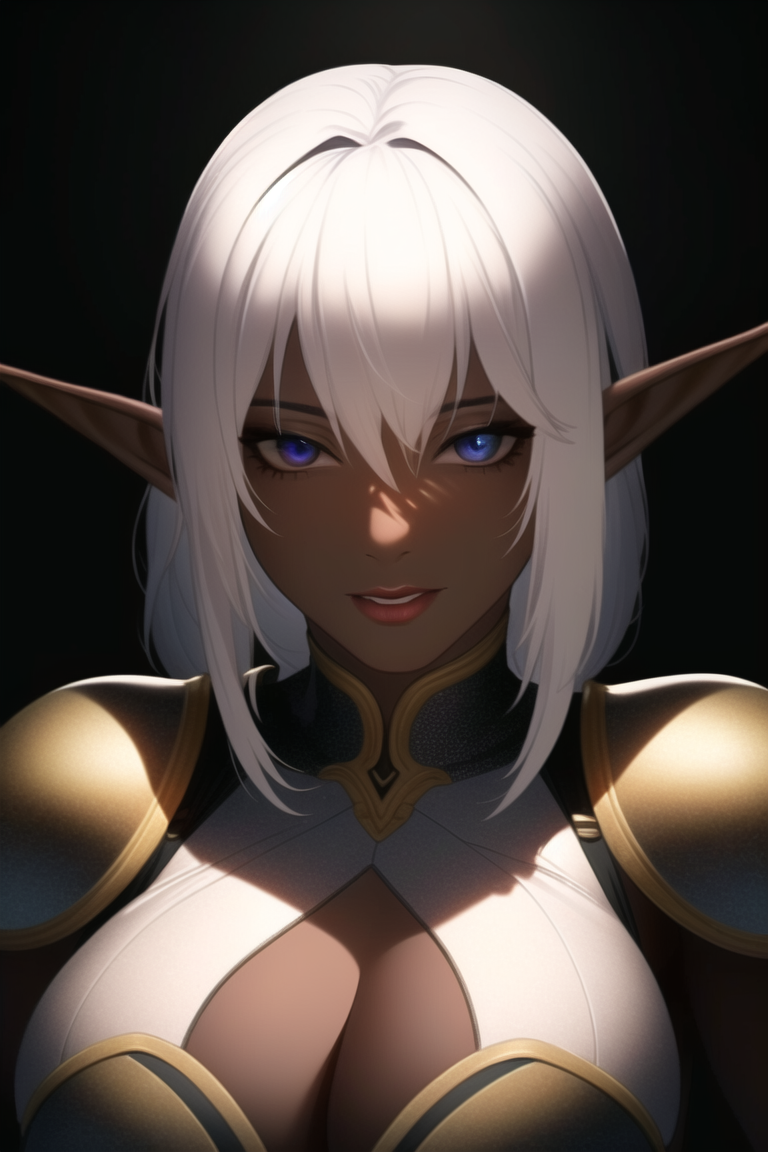 NovelAI's Dark White-Haired Elves - NSFW, My, Art, Нейронные сети, Artificial Intelligence, Girls, Anime, 2D, Stable diffusion, Longpost, Anime art, Boobs, Elves, Fantasy, Thighs, Dark Elf, Sperm