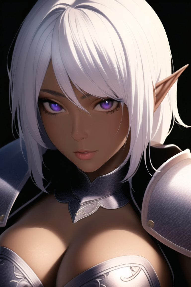 NovelAI's Dark White-Haired Elves - NSFW, My, Art, Нейронные сети, Artificial Intelligence, Girls, Anime, 2D, Stable diffusion, Longpost, Anime art, Boobs, Elves, Fantasy, Thighs, Dark Elf, Sperm