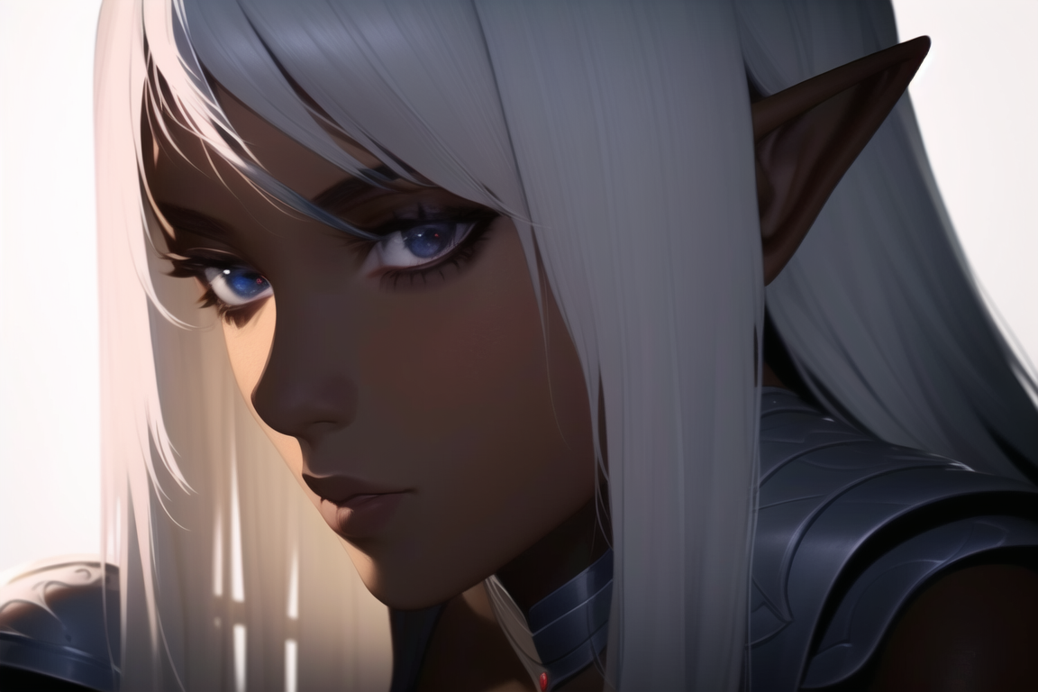 NovelAI's Dark White-Haired Elves - NSFW, My, Art, Нейронные сети, Artificial Intelligence, Girls, Anime, 2D, Stable diffusion, Longpost, Anime art, Boobs, Elves, Fantasy, Thighs, Dark Elf, Sperm