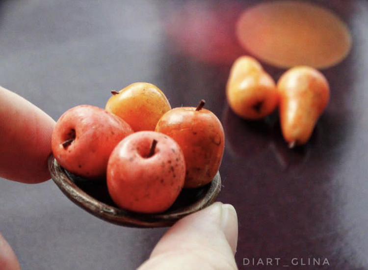 Miniature clay fruit - My, Miniature, Polymer clay, Clothes for dolls, Presents, Mini, Food, Фрукты, Handmade dolls, Toys, Longpost