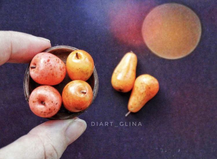 Miniature clay fruit - My, Miniature, Polymer clay, Clothes for dolls, Presents, Mini, Food, Фрукты, Handmade dolls, Toys, Longpost