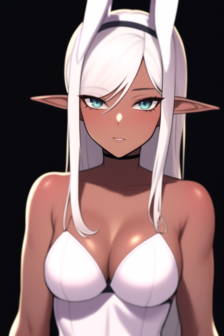 NovelAI's Dark White-Haired Elves - NSFW, My, Art, Нейронные сети, Artificial Intelligence, Girls, Anime, 2D, Stable diffusion, Longpost, Anime art, Boobs, Elves, Fantasy, Thighs, Dark Elf, Sperm