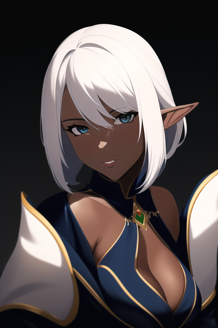 NovelAI's Dark White-Haired Elves - NSFW, My, Art, Нейронные сети, Artificial Intelligence, Girls, Anime, 2D, Stable diffusion, Longpost, Anime art, Boobs, Elves, Fantasy, Thighs, Dark Elf, Sperm