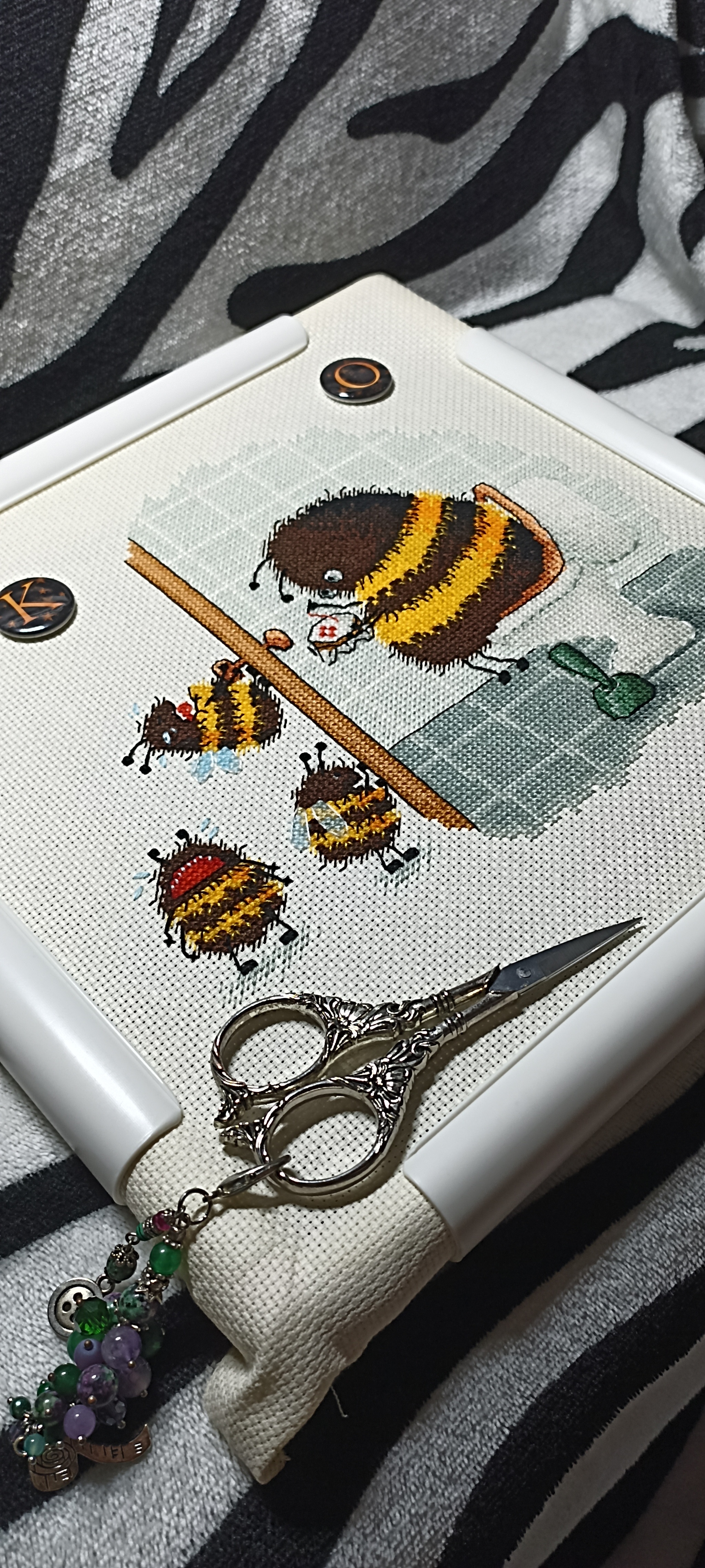 The history of the creation of one masterpiece - My, Needlework with process, Cross-stitch, Longpost, With your own hands, Bees, Creation