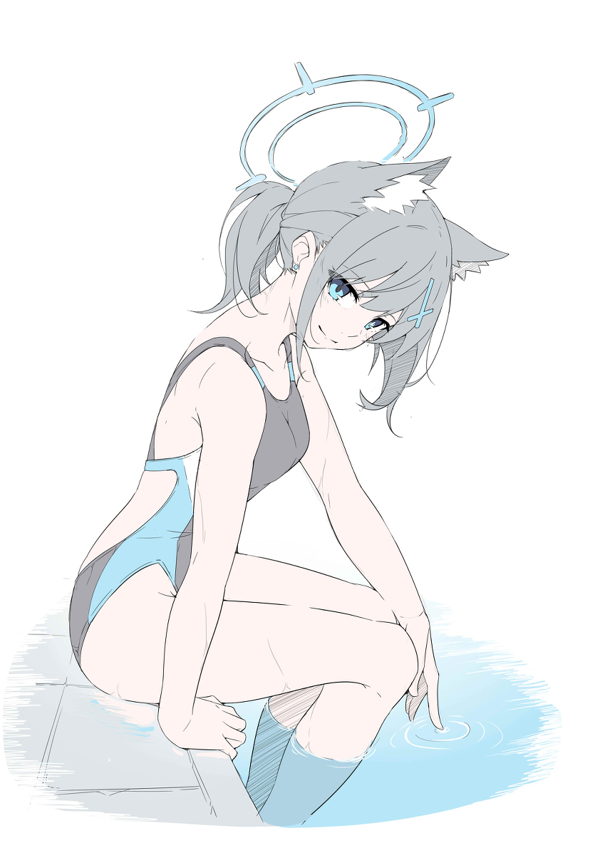 Sunaookami Shiroko - NSFW, Anime art, Anime, Blue archive, Sunaookami shiroko, Swimsuit, Longpost