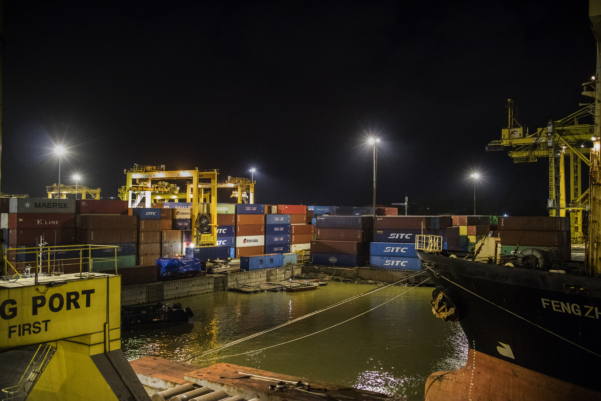 Danang port - My, Danang, Port, Tap, Bulk carrier, Vietnam, From the hands, Travels, Southeast Asia, Sea, Night, Loading, The photo, Series