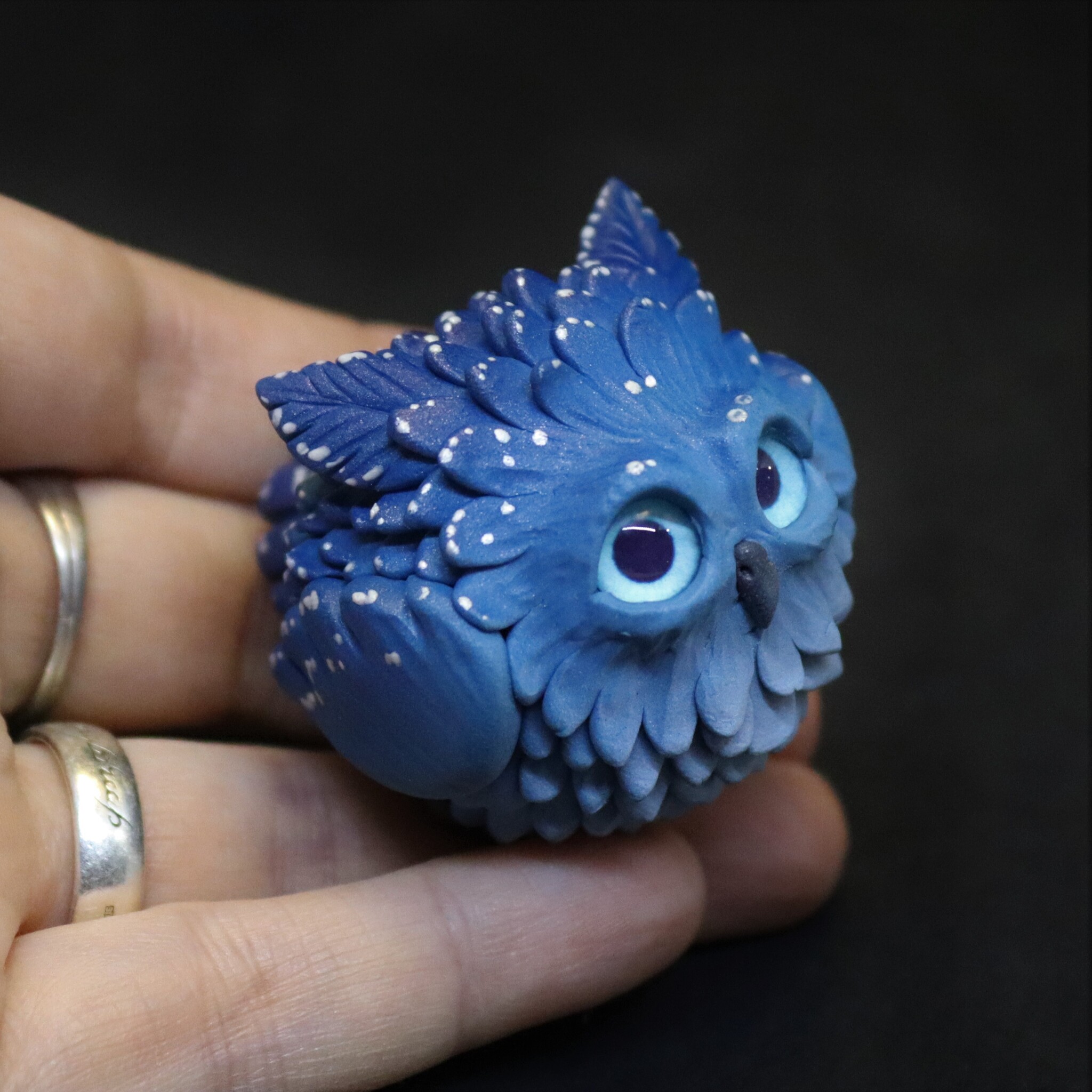 Just a november owlet - My, Handmade, Polymer clay, Лепка, Figurines, Owl, The photo