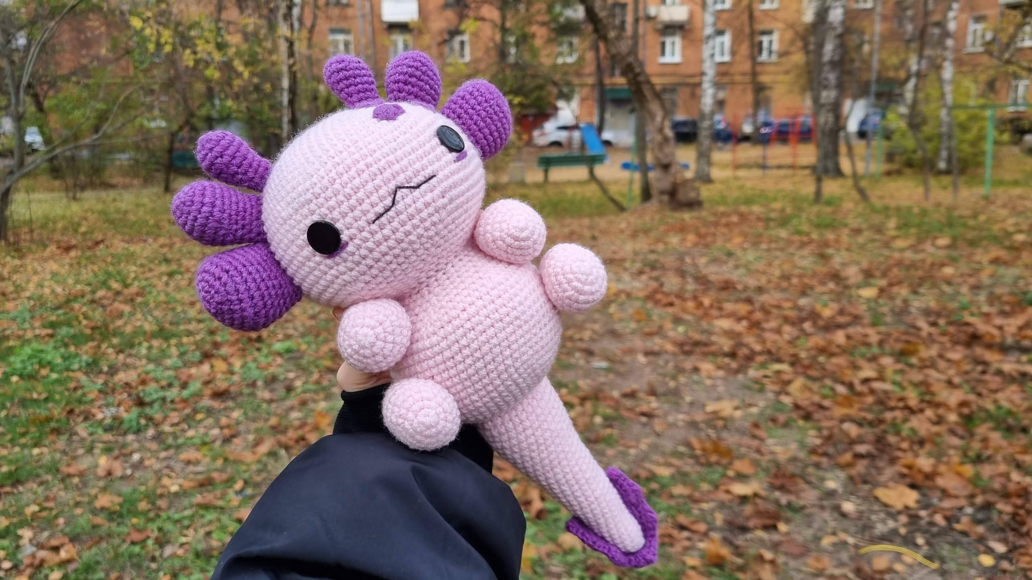 Axolotl Frankenstein - My, Knitting, Crochet, Needlework, Knitted toys, Soft toy, Toys, Axolotl, Amigurumi, Author's toy, Handmade, Longpost