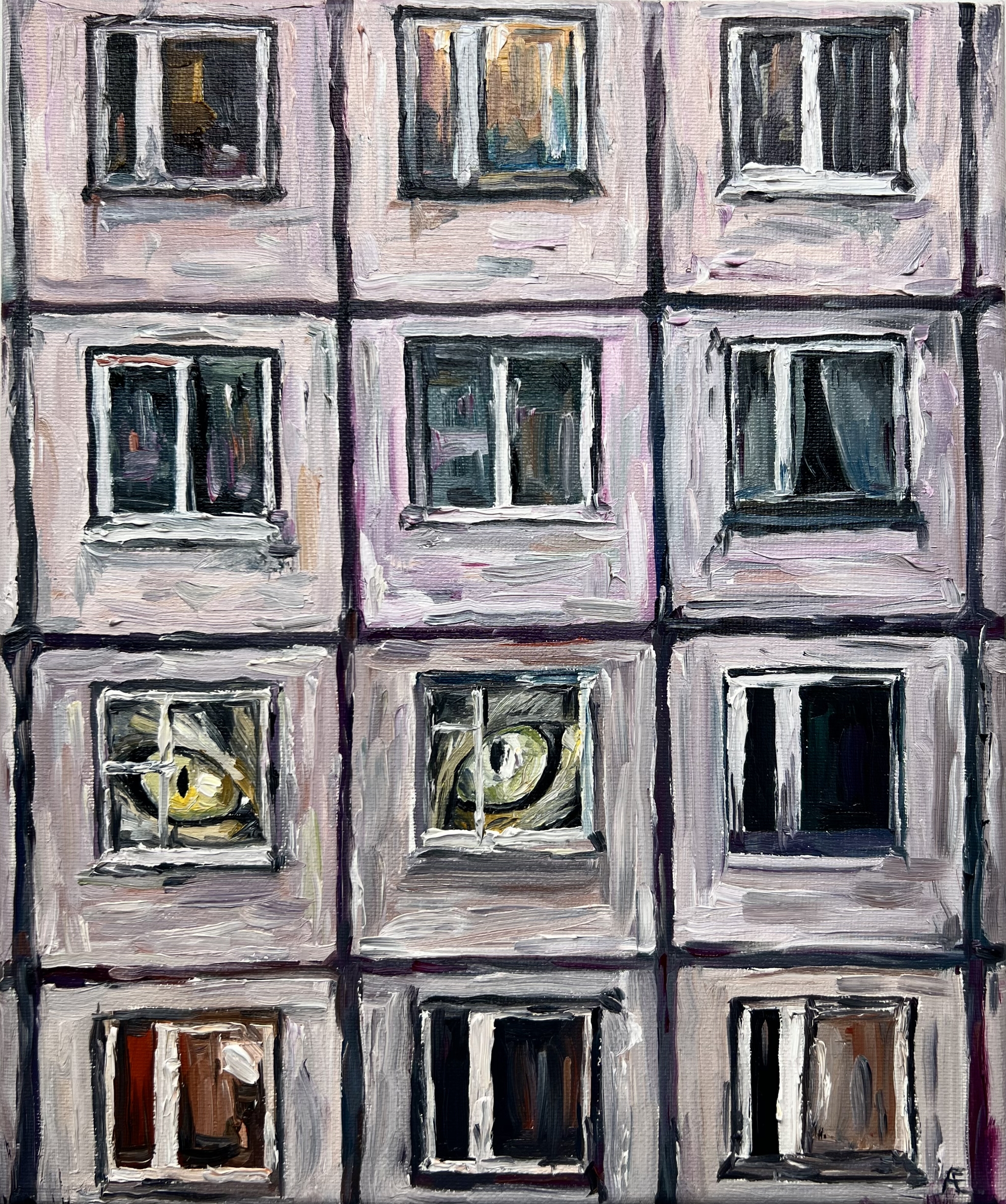 Картина «Окна» 2.0, холст 25х30, масло | Пикабу
