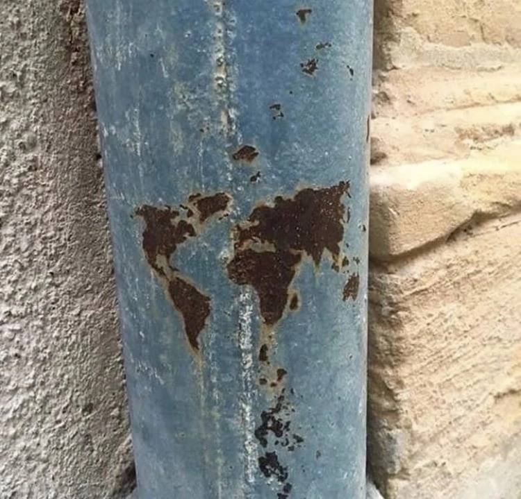 This world is rotten - World map, Rust, downpipe, Photoshop