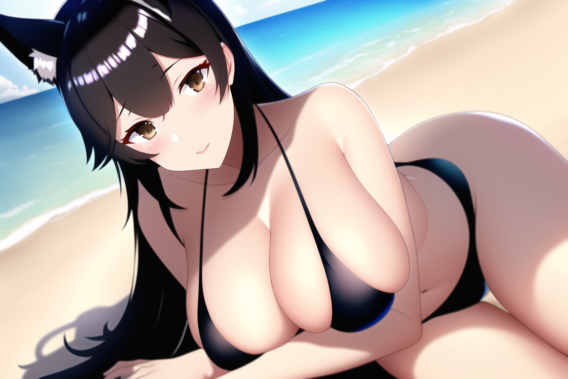 Атаго из Azur Lane от NovelAI - NSFW, Моё, Арт, Нейронные сети, Искусственный интеллект, Девушки, Аниме, 2D, Stable Diffusion, Длиннопост, Anime Art, Сиськи, Сперма, Atago, Azur Lane