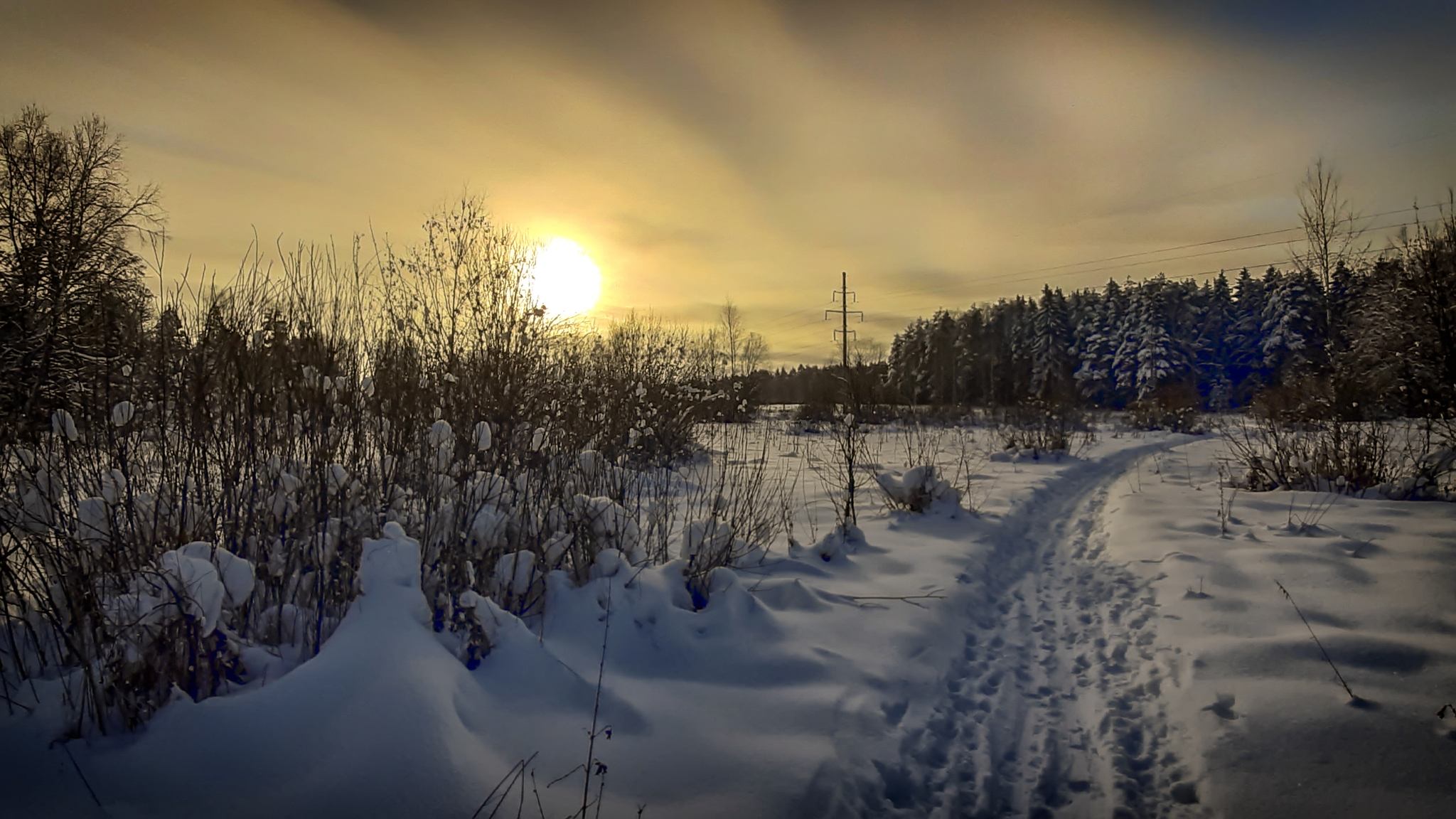 On the ski track - My, The photo, Nature, Sky, Winter, Snow