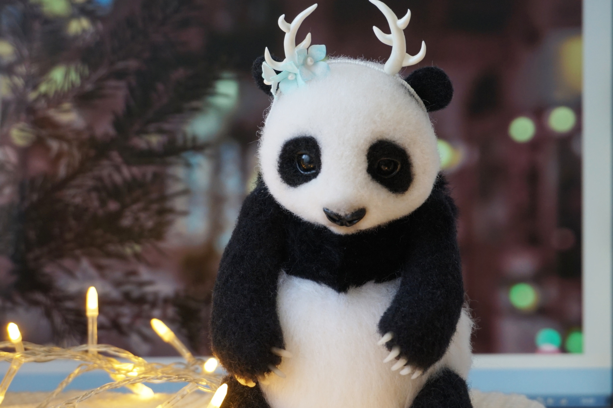 Handmade toy - panda - My, Author's toy, Handmade, Hobby, Soft toy, Panda, Panda Girl, The Bears, Milota, Interior toy, Wool toy, not a toy, Wild animals, wildlife, Longpost