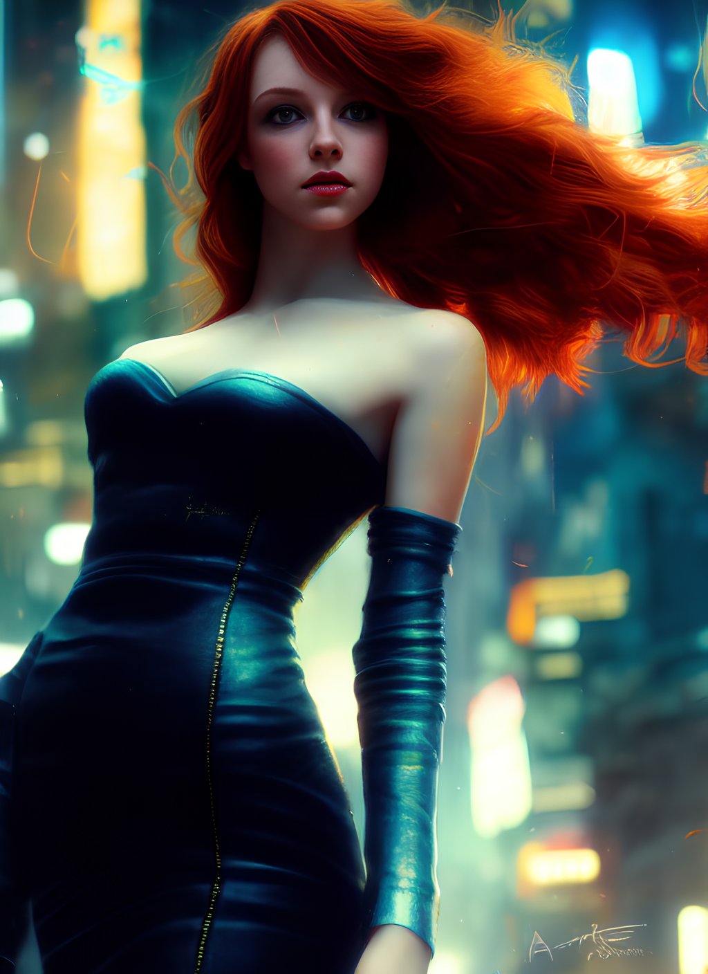 Redheads from the future - My, Creation, Stable diffusion, Нейронные сети, Fantasy, Digital, Cyberpunk, Science fiction, Artificial Intelligence, Longpost