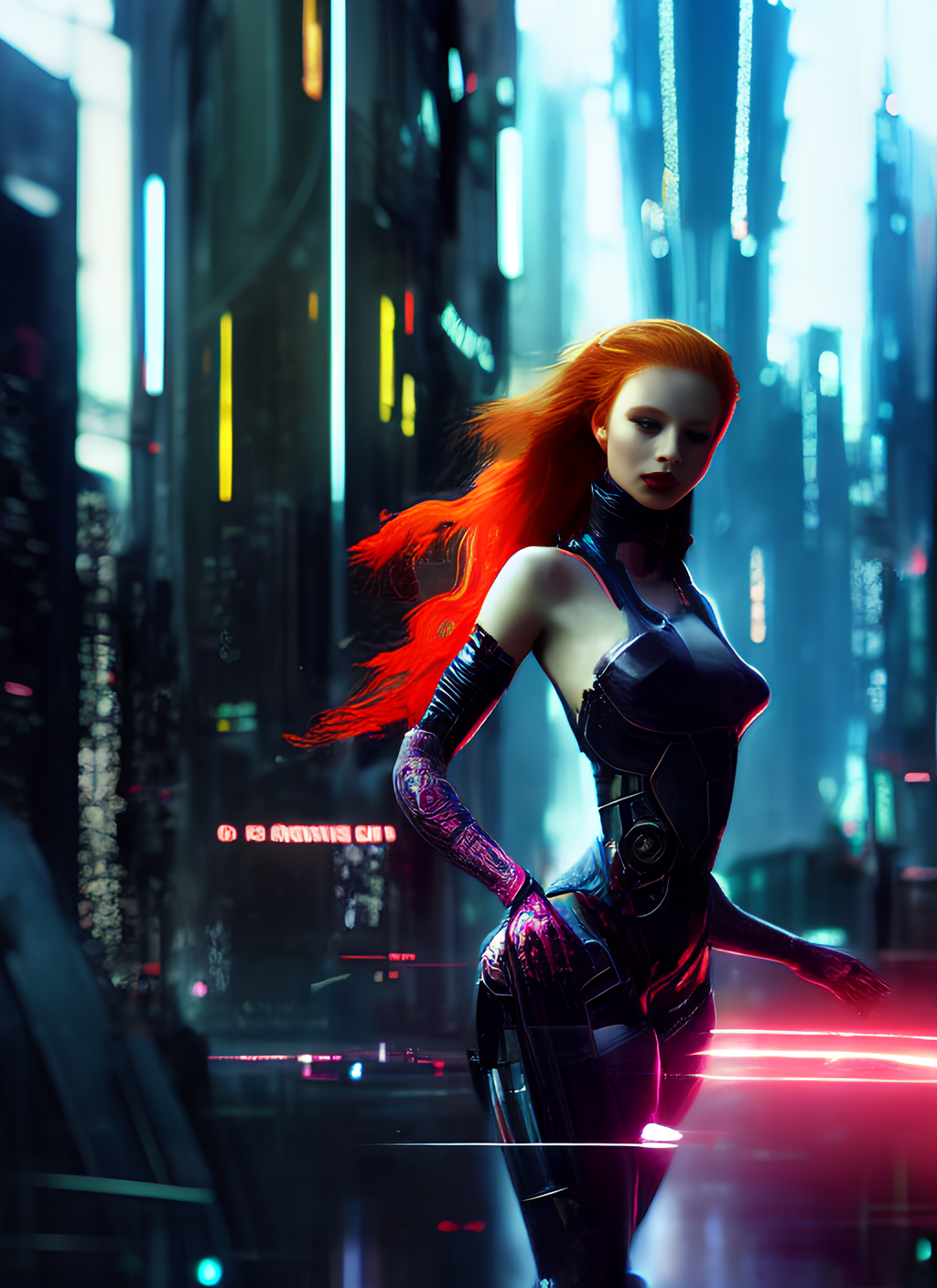 Redheads from the future - My, Creation, Stable diffusion, Нейронные сети, Fantasy, Digital, Cyberpunk, Science fiction, Artificial Intelligence, Longpost