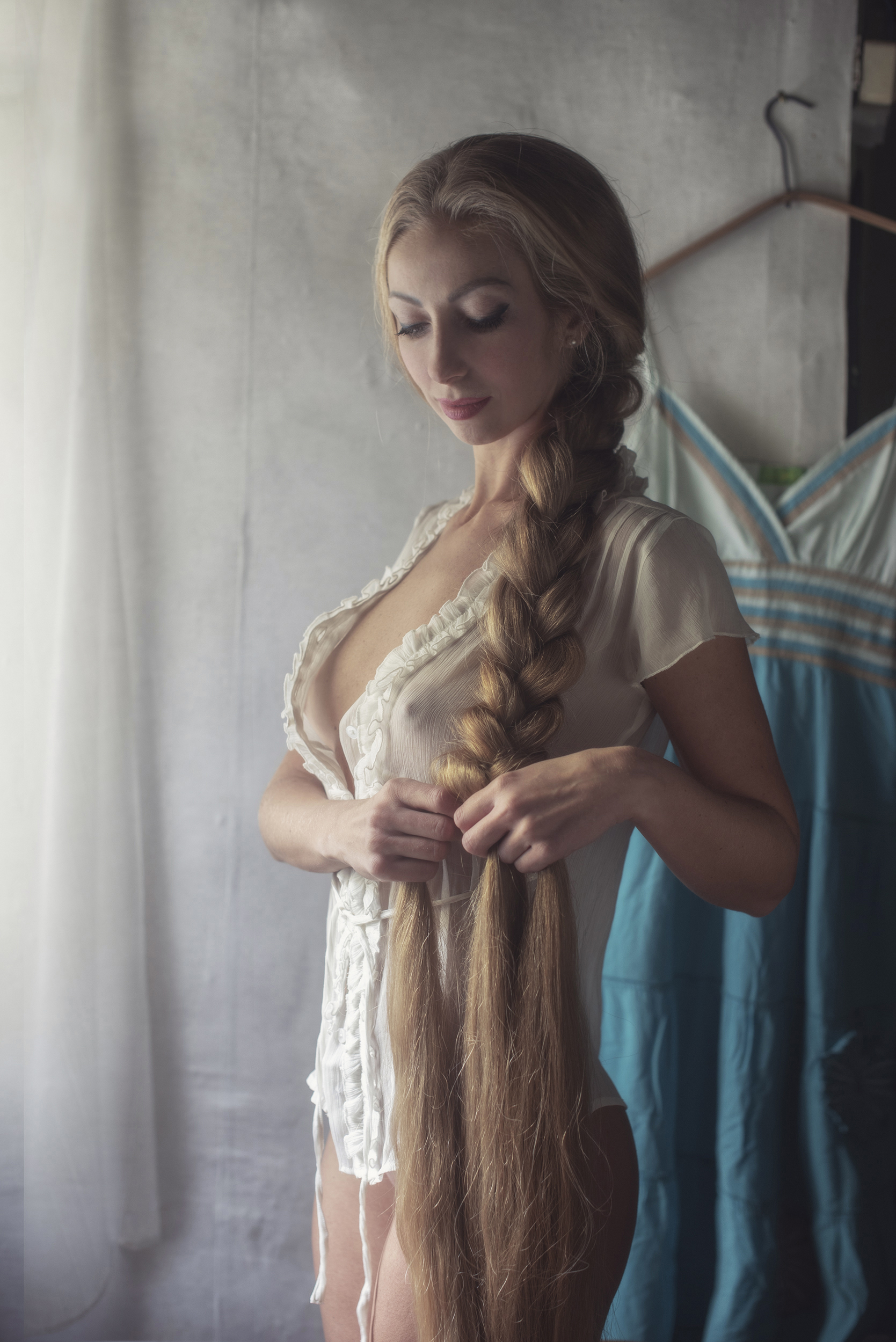 Rapunzel - NSFW, Erotic, Girls, Boobs, Booty, Long hair, Photographer David Dubnitsky, Longpost, Repeat, Blonde