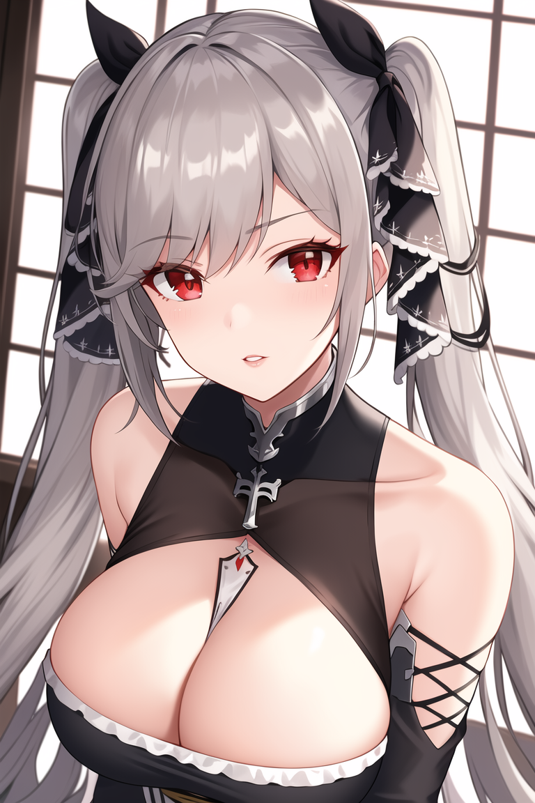 Formidable and Sirius of Azur Lane by Anything-V3 - NSFW, My, Art, Нейронные сети, Artificial Intelligence, Anime, 2D, Stable diffusion, Longpost, Anime art, Boobs, Sperm, Azur lane, Housemaid, Formidable, Sirius