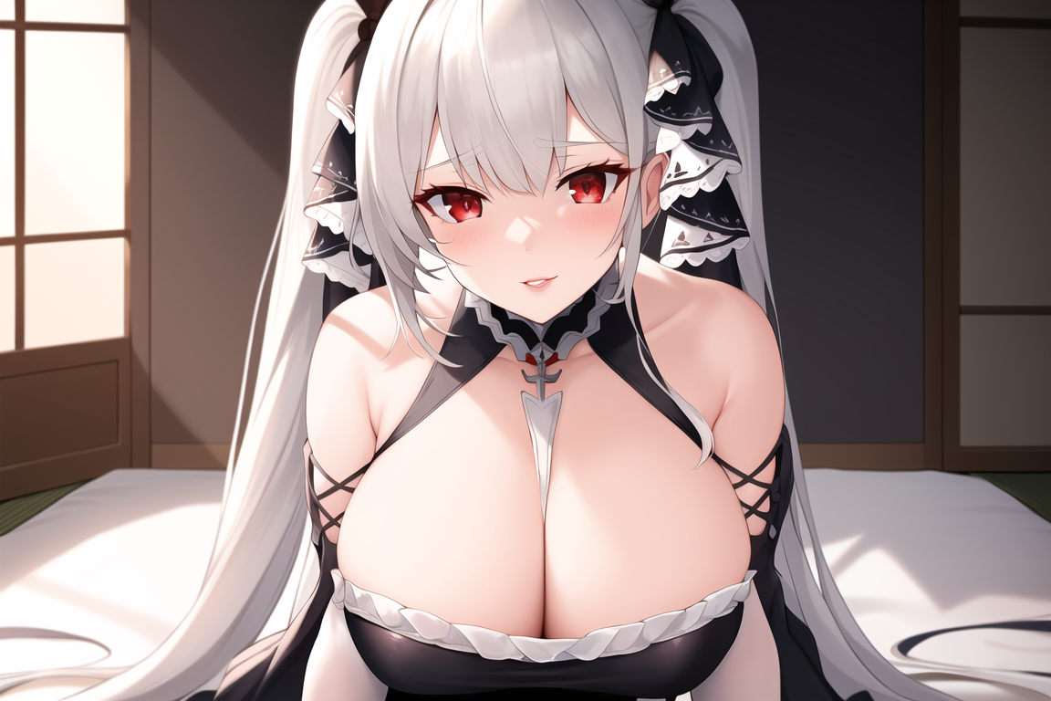 Formidable and Sirius of Azur Lane by Anything-V3 - NSFW, My, Art, Нейронные сети, Artificial Intelligence, Anime, 2D, Stable diffusion, Longpost, Anime art, Boobs, Sperm, Azur lane, Housemaid, Formidable, Sirius