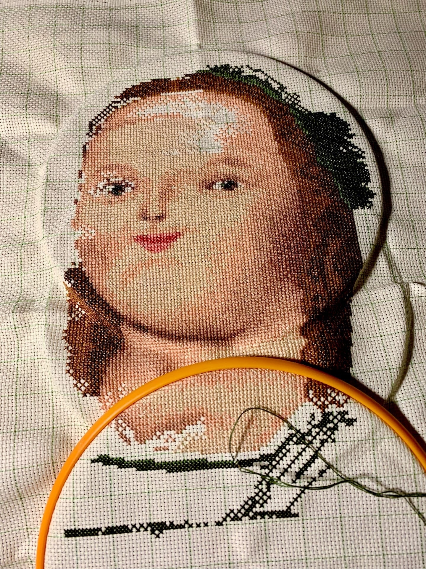 Lisa - My, Needlework, Hobby, Creation, Needlework with process, Cross-stitch, Longpost, Mona lisa