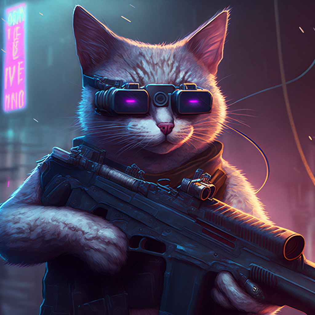 Cyber cat cyberpunk фото 64