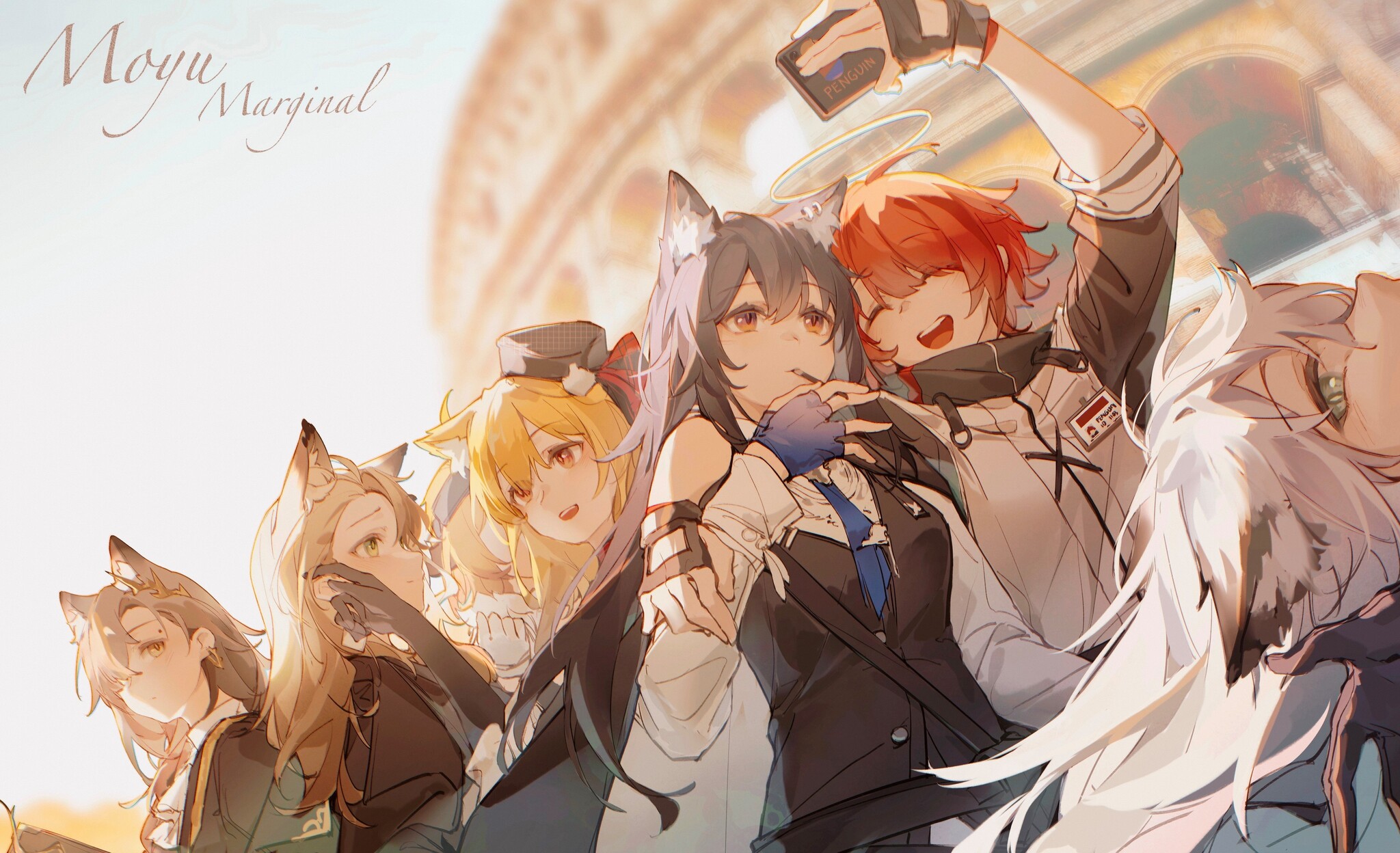 On the way to the party - Anime art, Anime, Texas The Omertosa, Exusiai, Lappland, Penance, Arknights, Animal ears, Moyu Marginal