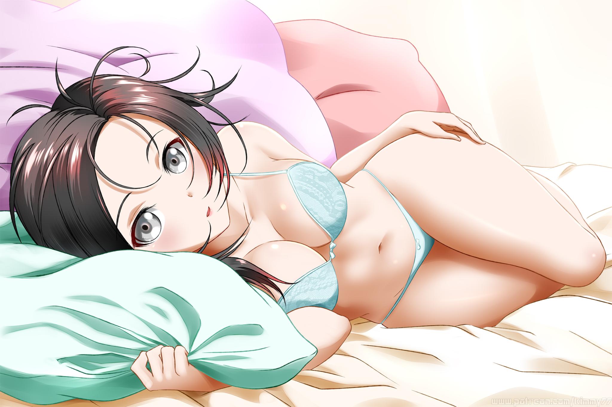 Ruby - NSFW, RWBY, Anime art, Anime, Art, Drawing, Boobs, Ruby rose, Underwear, Pillow, Longpost