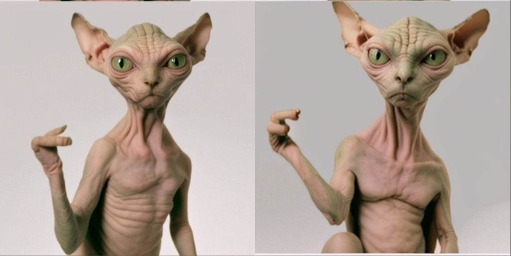 Sphynx cat - alien - My, Midjourney, Нейронные сети, Artificial Intelligence, cat, Aliens, How do you like Elon Musk, Longpost