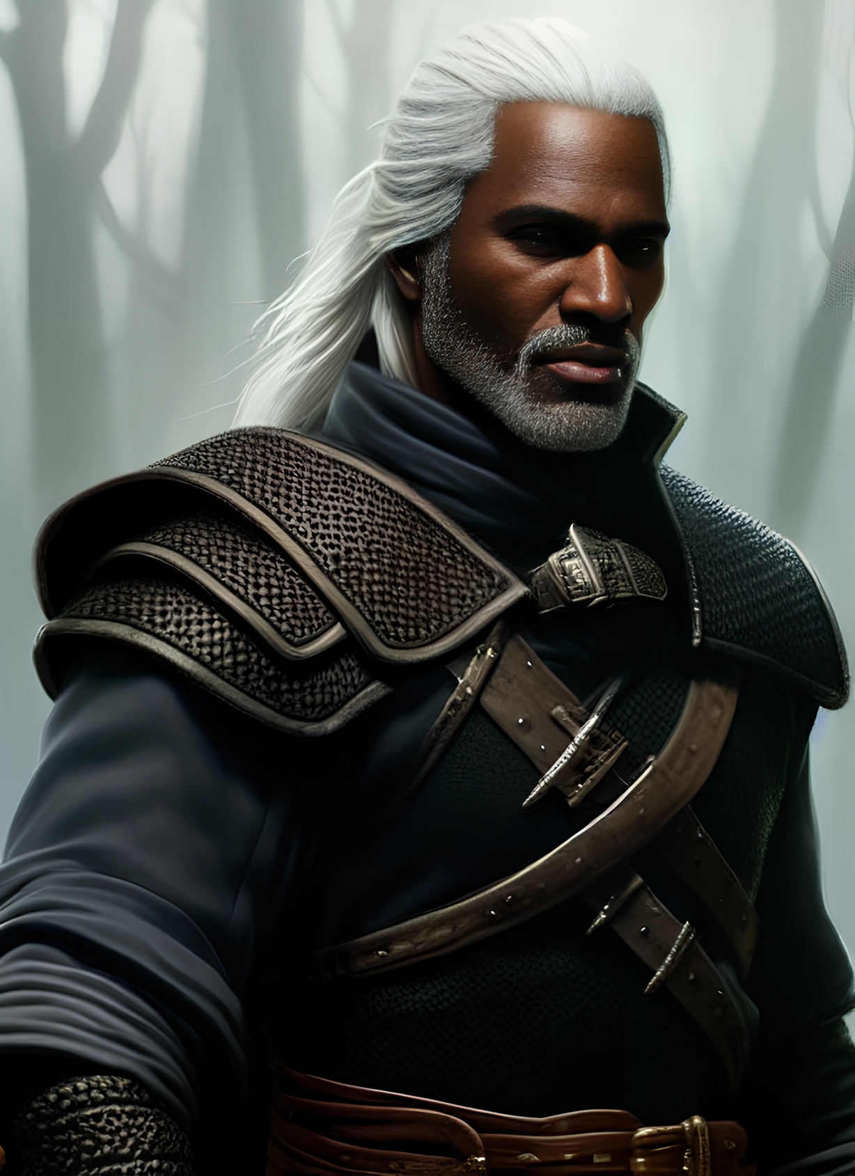 black witcher - My, Stable diffusion, Нейронные сети, Fantasy, Art, Artificial Intelligence, Digital, Characters (edit), Witcher, Longpost