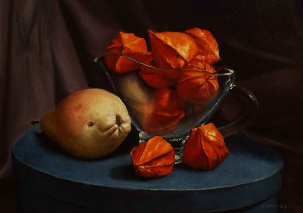 Painting Physalis - My, Painting, Oil painting, Painting, Artist, Still life, Pear, Pears, Physalis