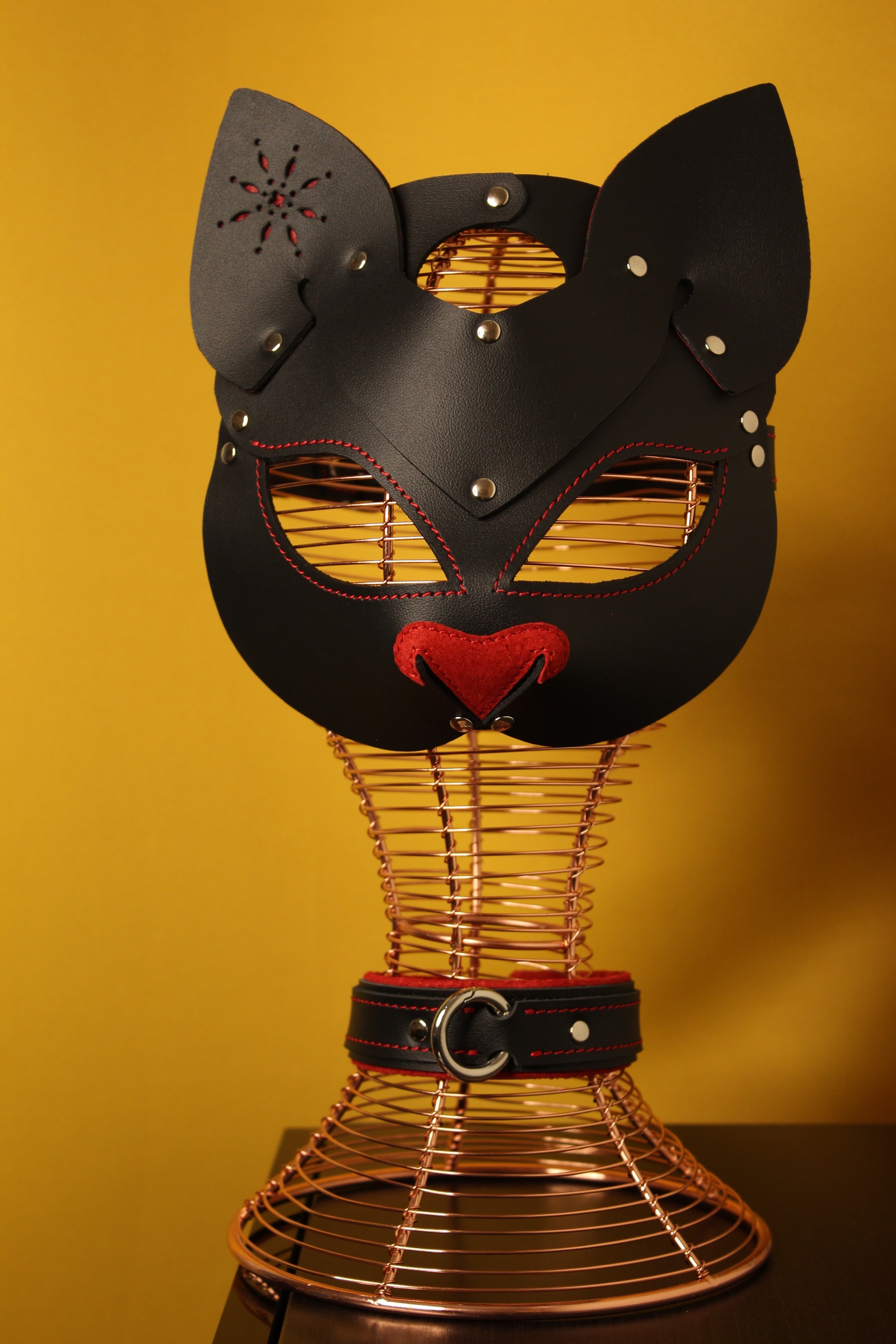 Harness, garters, cat mask, gloves. Full mince! - My, Harness, Garters, Collar, BDSM, Natural leather, Needlework with process, Leather products, Longpost, Mask