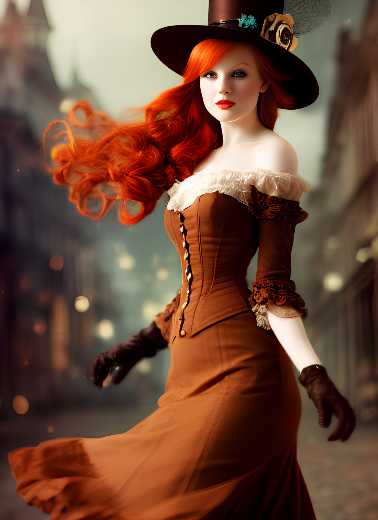 [Red Friday] Friday Victorian Babes - My, Stable diffusion, Нейронные сети, Art, Creation, Digital, Steampunk, Victorian era, Redheads, Girls, Digital drawing, Longpost