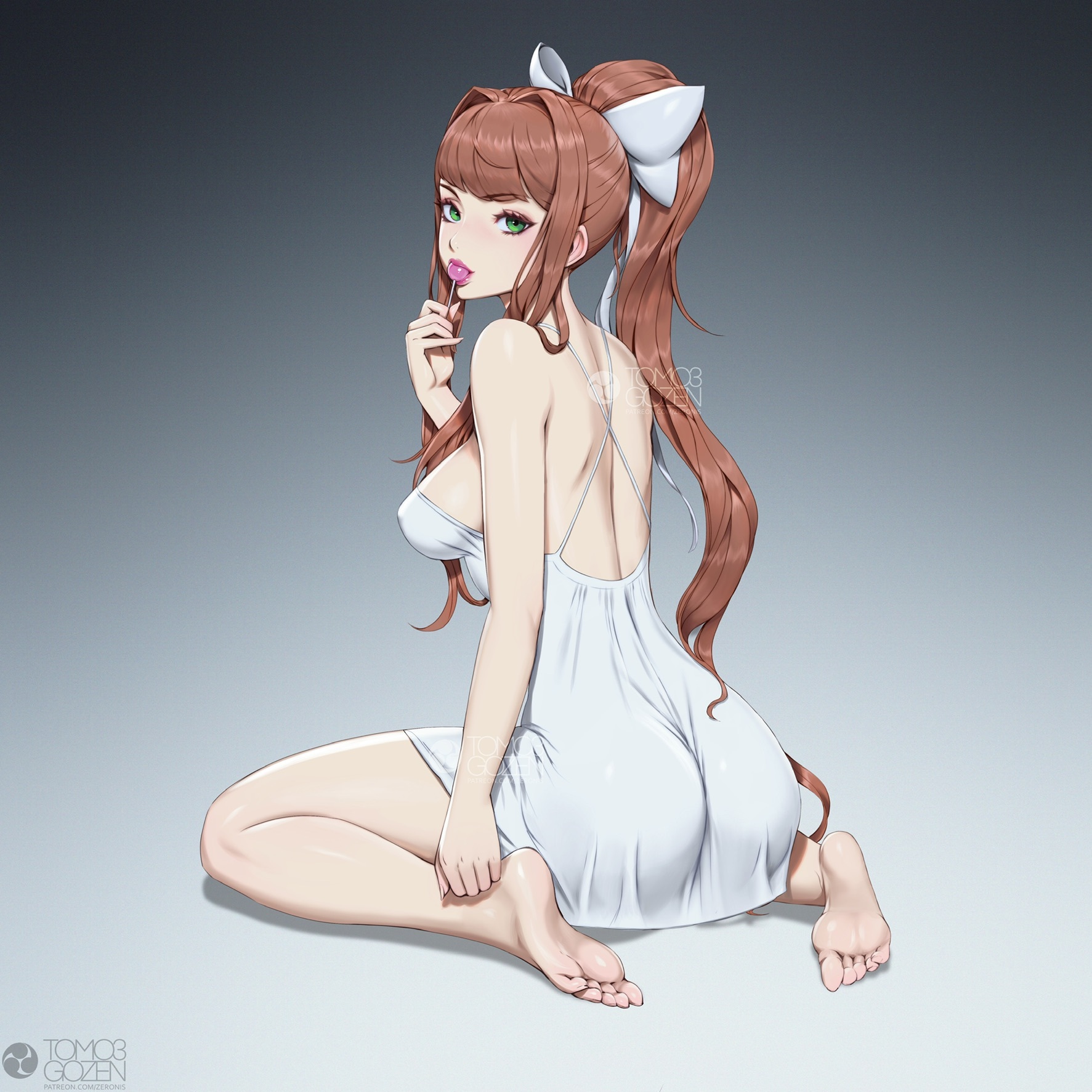 Monika - NSFW, Аниме, Anime Art, Арт, Doki Doki Literature Club, Monika, Игры, Визуальная новелла, Попа, Нижнее белье, Панцу, Половые губы, Обнаженка, Рисованная эротика, Эротика, Длиннопост