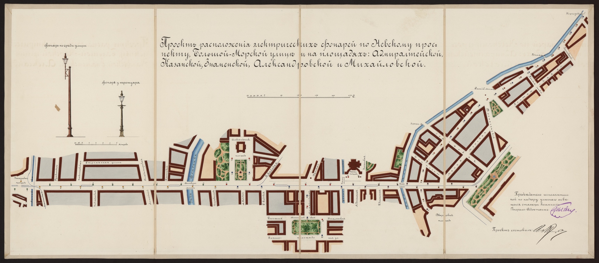 Проекты электрического освещения С.Петербурга в 1887 года - История, Картинки, Санкт-Петербург, Освещение, Уличное освещение