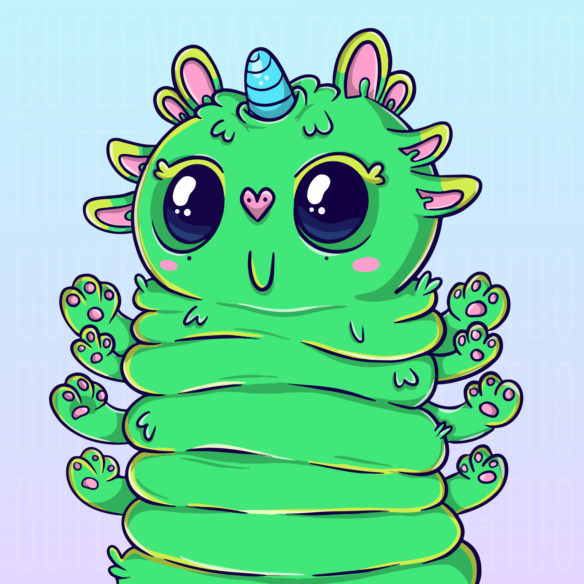 cute monsters post - My, Procreate, Stickers, Milota, Art, The moral support, Longpost