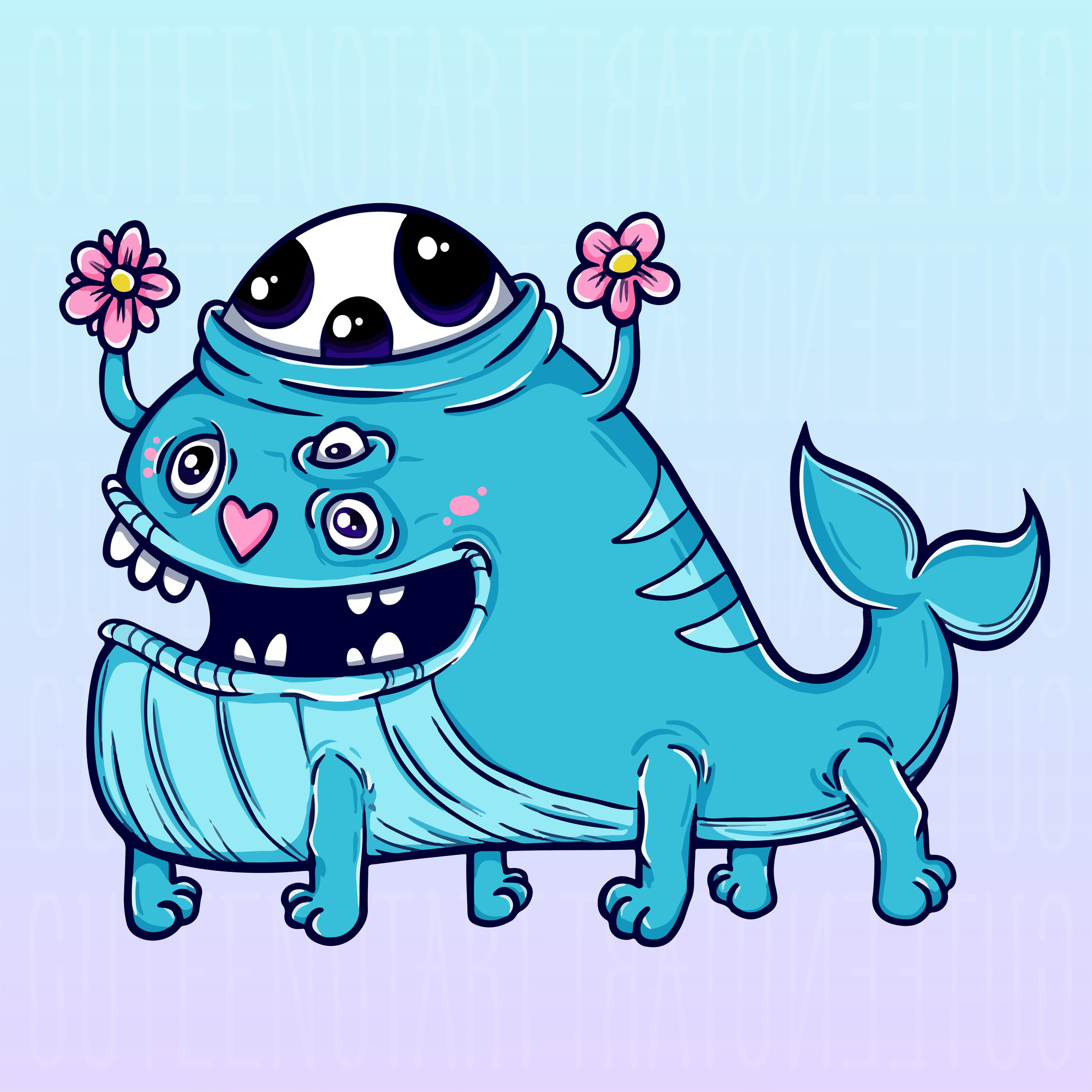 cute monsters post - My, Procreate, Stickers, Milota, Art, The moral support, Longpost