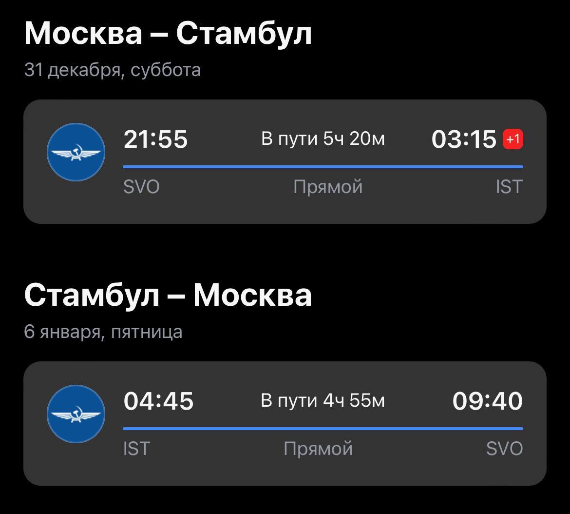 Появились недорогие билеты на Новый год в Стамбул. Прямые рейсы из Москвы без захвата рабочих дней - Моё, Новый Год, Турция, Планирование путешествия, Стамбул, Скриншот