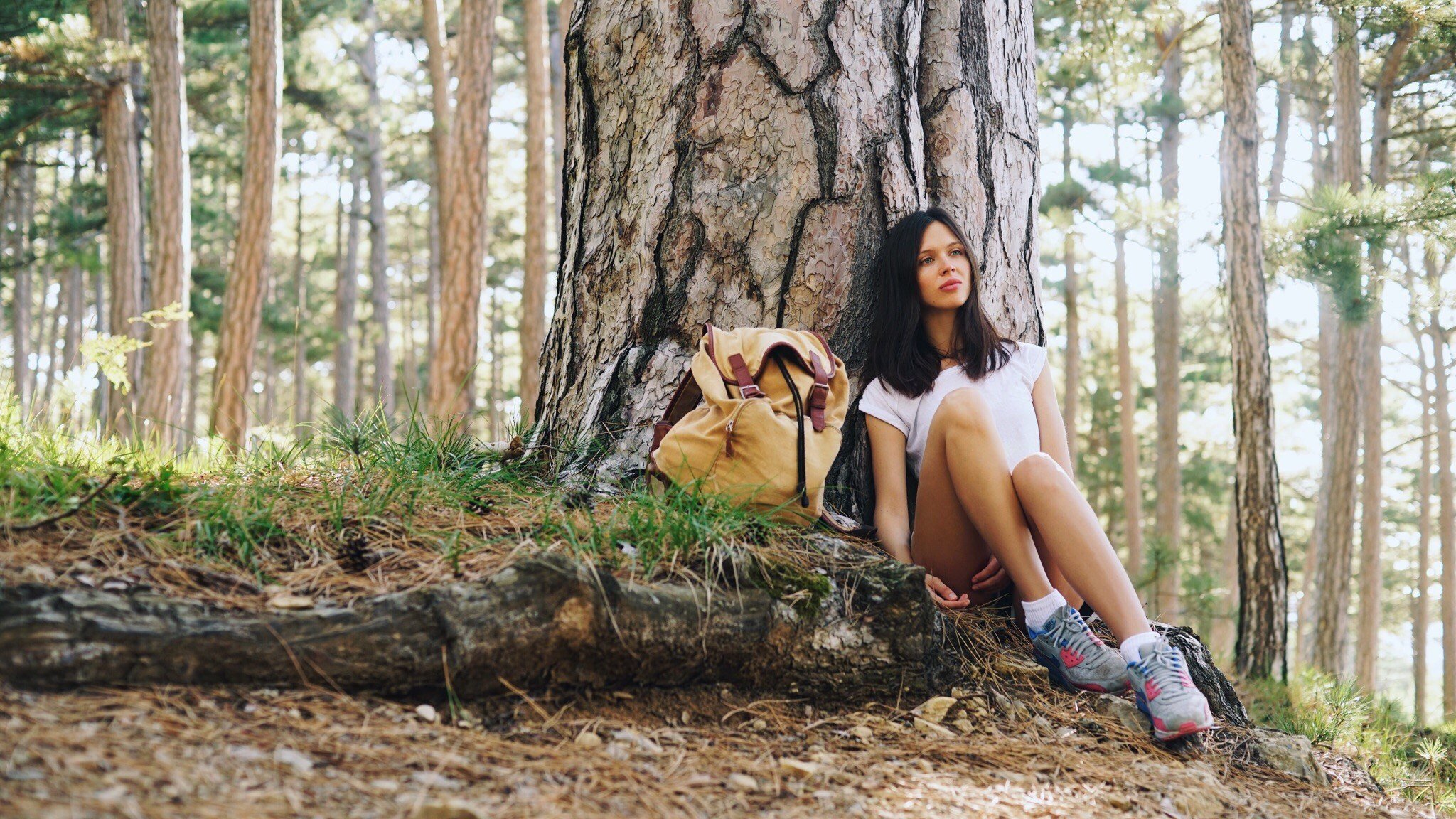 Tired - Girls, The photo, Long hair, Summer, Sneakers